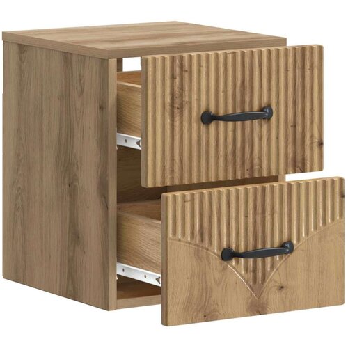  Noćni ormarić za montažu na zid s ladicama 2 pcs Hrast artisan Slike