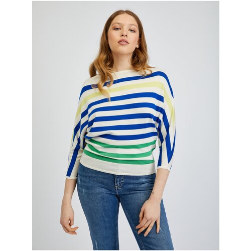Orsay Blue-cream Women&amp;#039;s Striped Sweater - Women Slike