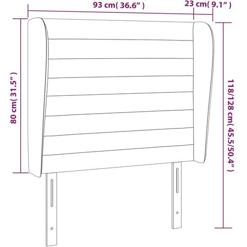  Uzglavlje s u&amp;scaron;ima crno 93x23x118/128 cm bar&amp;scaron;unasto Slike
