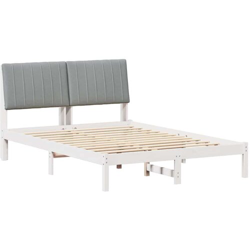  Okvir za krevet s uzglavljem Bijelo 135 x 190 cm tkanina Slike