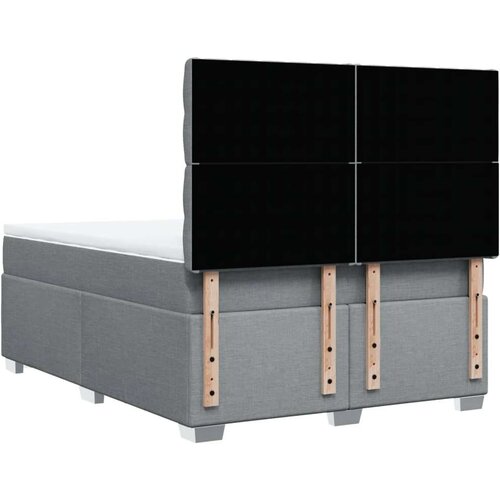 VidaXL Krevet box spring s madracem svjetlosivi 140x200 cm od tkanine Slike