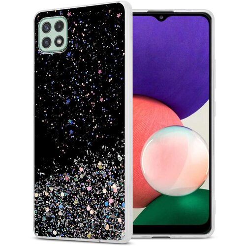 Cadorabo Ohi&scaron;je, združljivo z Samsung Galaxy A22 5G in črna z ble&scaron;čicami - Za&scaron;čitni ovitek iz prožnega silikona TPU s svetlečimi ble&scaron;čicami, (20860346) Cene