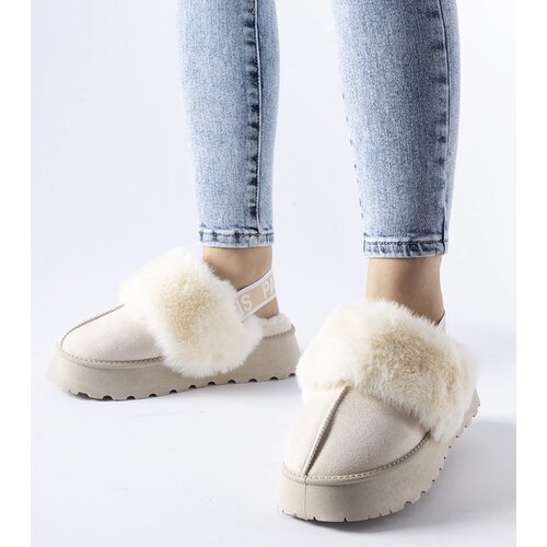 Gemre Light beige insulated slippers with elastic Sangro Cene