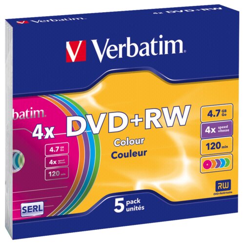 Verbatim 1x5 DVD+RW 4,7GB 4x Speed Colour Surface Slimcase Cijene