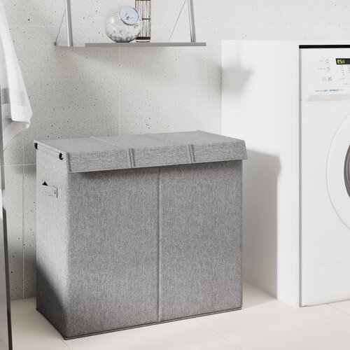 VidaXL Sklopiva ko&amp;scaron;ara za rublje siva 64,5x34,5x59 cm umjetno platno Slike