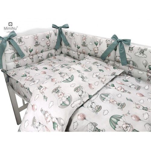 MimiNu Posteljina set 5 elem. Balon Zelena (za krevetić 120x60 cm) Slike