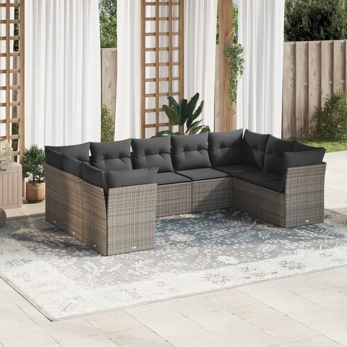 vidaXL 9-dijelni set vrtnih sofa od poliratana s jastucima sivi Cijene