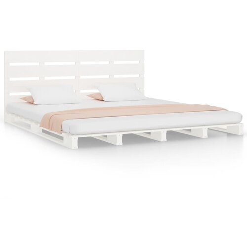 vidaXL Posteljni okvir bel 135x190 cm trdna borovina 4FT6, (20737919) Cene