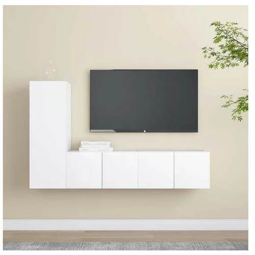 Den Komplet TV omaric 3-delni bela iverna plošča