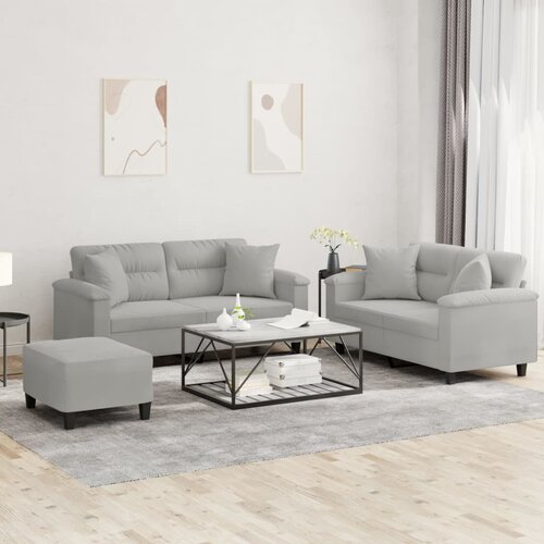  3-dijelni set sofa s jastucima svjetlosivi od mikrovlakana Cijene