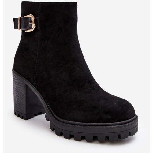 Kesi Suede women's ankle boots with black Menorium décor Slike