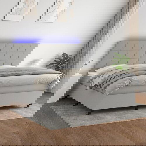 vidaXL Krevet box spring s madracem LED svjetlosivi 160x200 cm tkanina Cijene