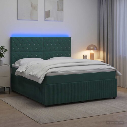  LED okvir za krevet s madracem Tamnozelena 180 x 200 cm Bar&scaron;un Cijene