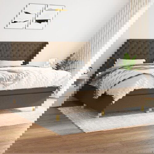  The Living Store Box spring postelja z vzmetnico temno rjava 180x200 cm blago - Box Spring Postelja, (21449031) Cene