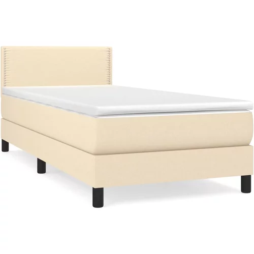 vidaXL Box spring postelja z vzmetnico krem 80x200 cm blago, (20726456)
