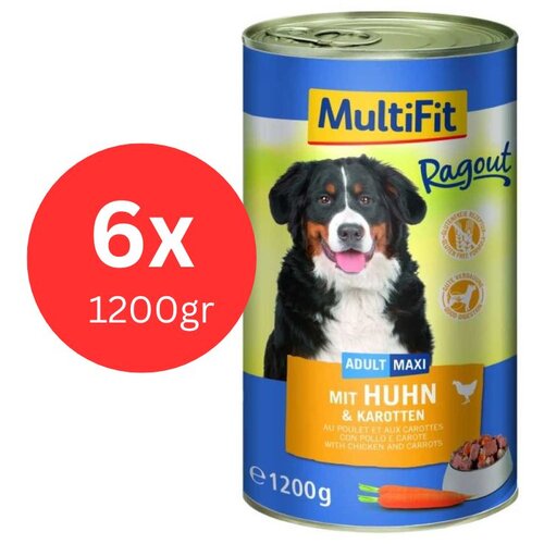 MultiFit Ragout Adult, Vlažna hrana za pse, Piletina i &amp;scaron;argarepa, 6x1200g Slike