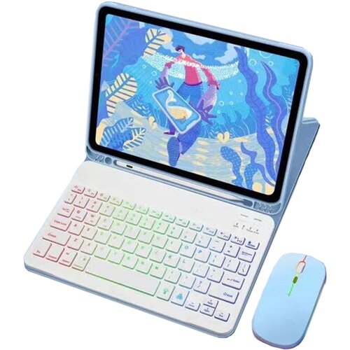 INF Usnjena torbica za iPad z RGB Bluetooth tipkovnico in mi&scaron;ko Blue iPad 9,7 palca, (21683120) Cene