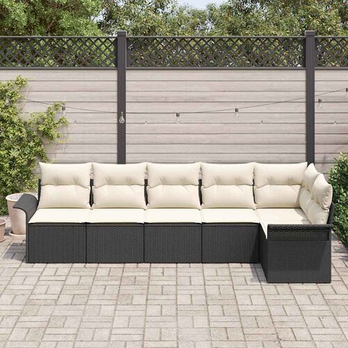  Sjedeća garnitura za vrt 6 kom. Crna poliratan 297,5 x 132,5 x 85 cm Slike