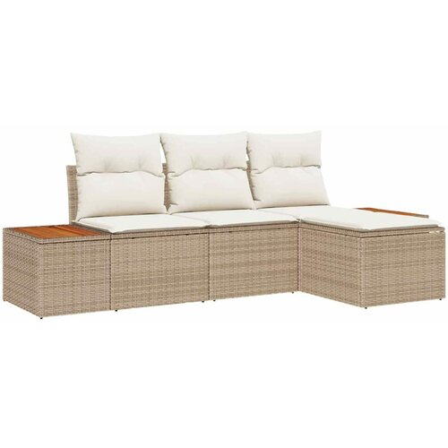 vidaXL Vrtna sedežna garnitura 4 pcs Bež in smetanova Poliratan, (5000133442) Cene
