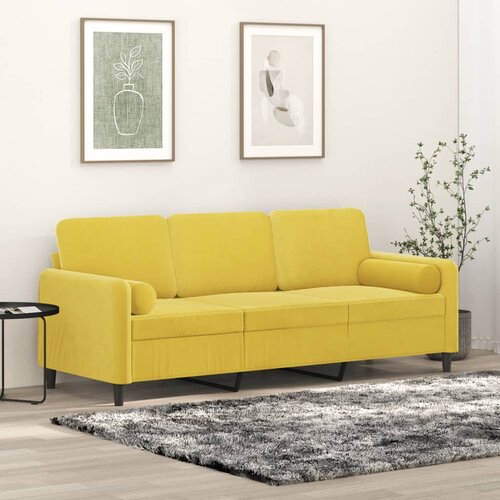 vidaXL Trosjed s ukrasnim jastucima žuti 180 cm baršunasti Cijene