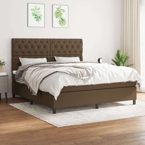  Box spring postelja z vzmetnico temno rjava 160x200 cm blago, (20900024) Slike