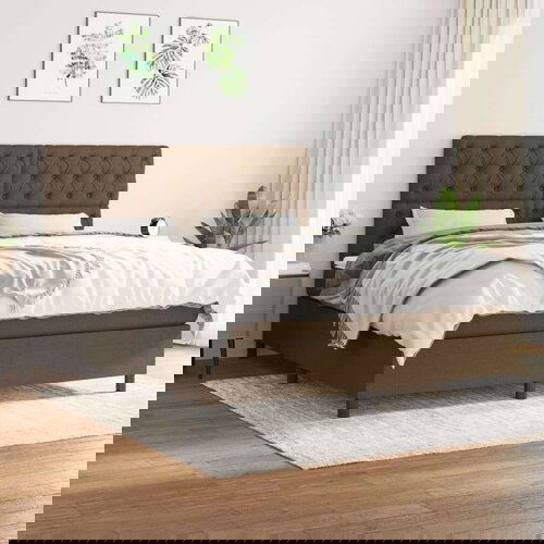  Krevet s oprugama i madracem tamnosmeđi 160x200 cm tkanina Slike