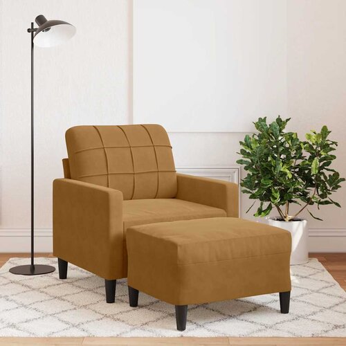  Fotelja s tabureom smeđa 60 cm baršunasta Cene