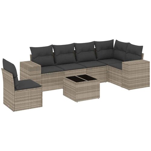 7-dijelni set vrtnih sofa svjetlosivi od poliratana Slike