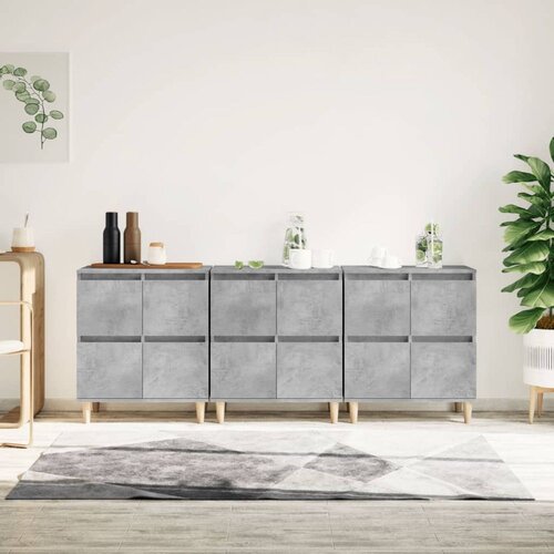  Komoda 3 kosa betonsko siva 60x35x70 cm inženirski les Slike
