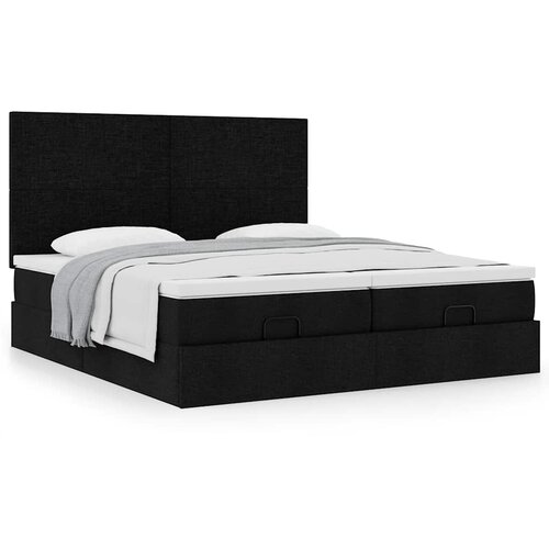 VidaXL Otomanski posteljni okvir z vzmetnicami črn 160x200 cm blago Slike