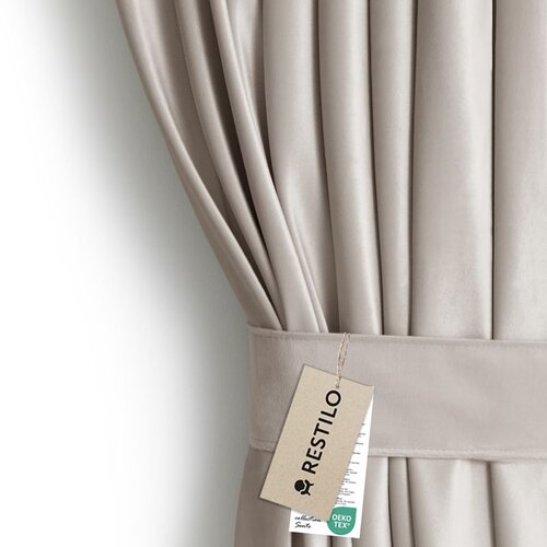 Restilo zasłona VELVET kolor ciepły beż szarfa upinająca styl klasyczny taśma materiał velvet 140x270 Cene