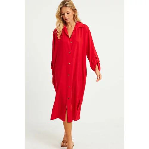 Cool & Sexy Women's Red Shirt Dress LV178