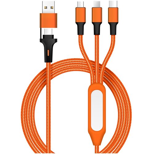 INF 5-v-1 pleten polnilni kabel z nočno lučko: USB/OTG/Type-C/iOS/Android Orange, (5000277085) Slike