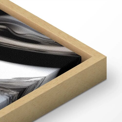  Slika - Metallic Fluidity - Abstract Silver Forms on a Mint-Purple Background 80x120 U prirodnom drvenom okviru Slike
