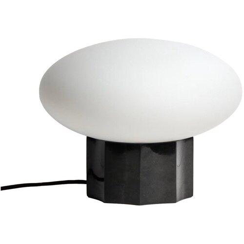 Kave Home Bijela/crna metalna stolna lampa sa staklenim sjenilom (visina 20 cm) Idela &amp;ndash; Slike