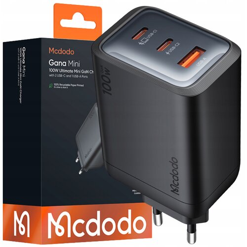 McDodo STENSKI POLNILEC CUBE 3X USB-C PD USB 100W ČRN, (5000337890) Slike