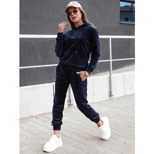 DStreet Komplet damski welurowy RELAX FIT granatowy Slike