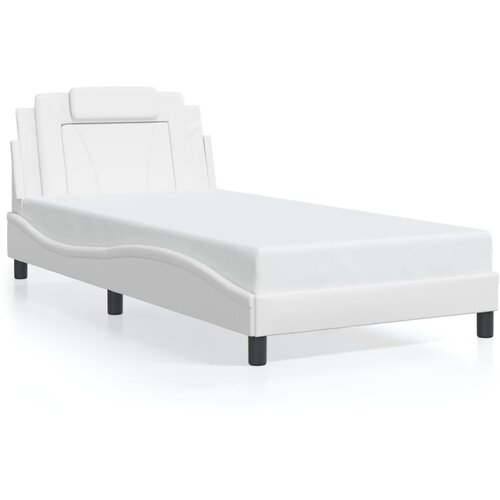 Maison Chic Posteljni okvir - Enojna postelja - Postelja za odrasle z vzglavjem bel 100x200 cm umetno usnje-J9315, (21765497) Slike