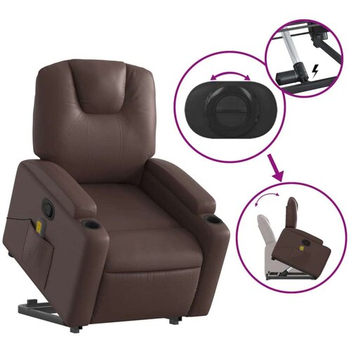 vidaXL Masažni naslonjač na podizanje od umjetne kože smeđa Cijene