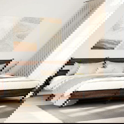 VidaXL Metalni okvir kreveta bez madraca smeđa boja hrasta 180x200 cm Slike