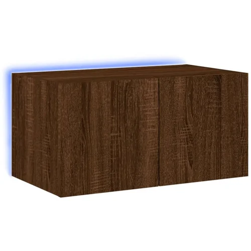 MAISON CHIC Stenska TV omarica - TV stojalo - Televizijska omarica z LED lučkami rjavi hrast 60x35x31 cm, (21701510)