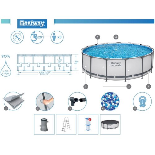 Bestway bazen bestway steel pro max 457x122cm beli Slike