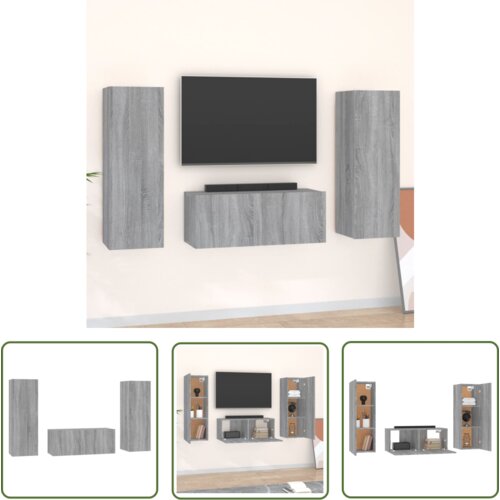 The Living Store Komplet TV omaric 3-delni siva sonoma inženirski les - Komplet TV Omaric, (21738304) Cene