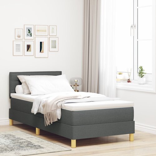 vidaXL Box Spring krevet s du&scaron;ekom i LED osvjetljenjem Tamno siva 80x200 cm Tkanina Cijene