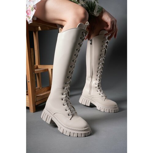 Riccon Ringneth Women's Boots 00121401 Beige Leather Slike