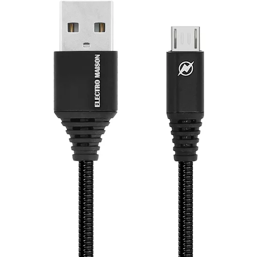 AVIZAR USB kabel za polnjenje in sinhronizacijo mikro-USB konektorja dolžine 1 m - nezlomljiva kovina - crna, (20618082)