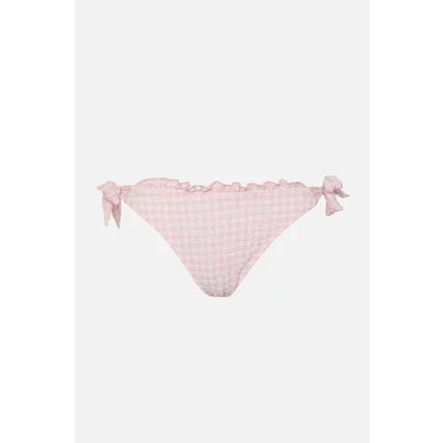 Trendyol Pink Gingham Textured Tie Detail Bikini Bottoms