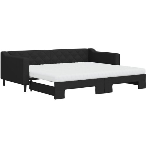 vidaXL izvlečna dnevna postelja z vzmetnicami črna 90x200 cm blago, (20999244) Cene