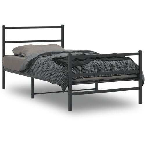 vidaXL Metalni okvir kreveta s uzglavljem i podnožjem crni 100x190 cm Cijene