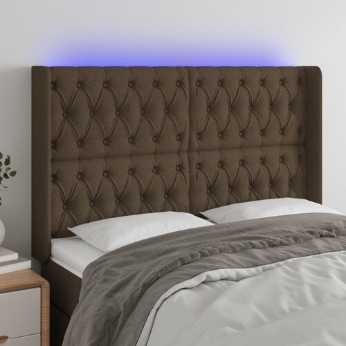 vidaXL LED uzglavlje tamnosmeđe 163x16x118/128 cm od tkanine Cijene